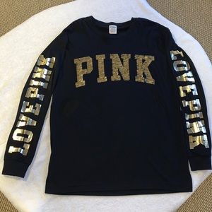 VS PINK sequin long sleeve shirt size S